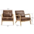 thumbnail image 3 of SYNGAR Mid-Century Accent Chair, Modern Wood Armchair with Waist Cushion for Bedroom, Reception Room and Living Room, Reading Armchair for Sunroom, 22.8" Spacious Seat, Brown, 3 of 8