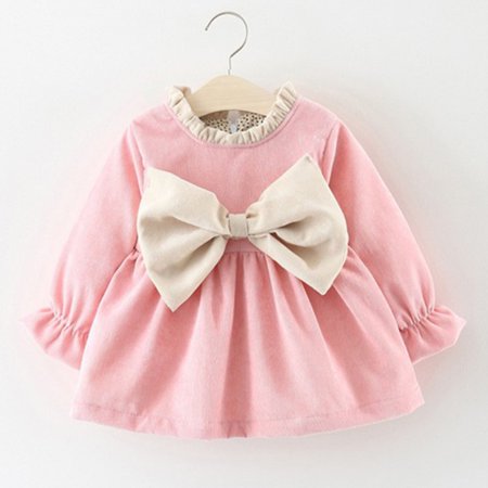 

Cotton Newborn Kids Baby Girl Winter Clothes Bowknot Princess Party Pageant Dress