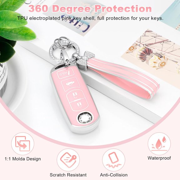 Key Fob Cover Compatible with Fit for Mazda 3 6 CX5 MX-5 Miata CX9 CX3 Keychain Case Holder Protector,1