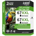 thumbnail image 1 of Cartucho de tinta negra PFKink 67XXL, paquete de 2 para impresoras HP, 1 of 7