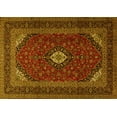 thumbnail image 1 of Ahgly Company Machine Washable Indoor Rectangle Medallion Yellow Traditional Area Rugs, 4' x 6', 1 of 4