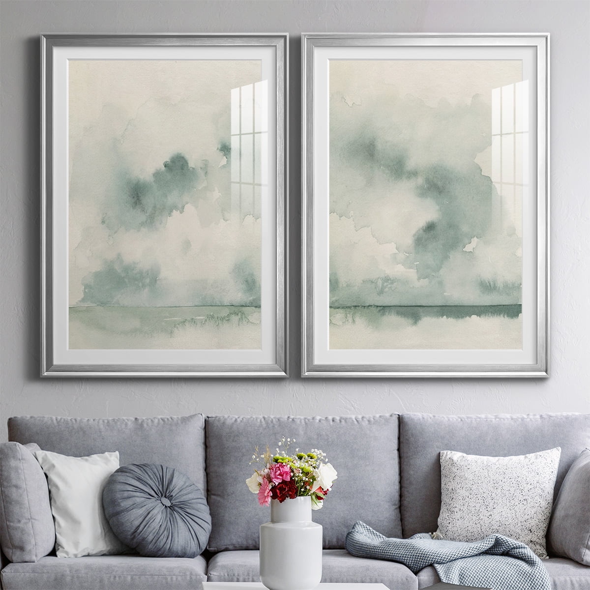 Wexford Home Ocean Impression I Premium Framed Print, 26.5" x 36.5" - Ready to Hang, Silver (Set of 2)