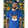 thumbnail image 2 of Happy Corgi Christmas Antlers T-Shirt Men -Image by Shutterstock, Male Large, 2 of 4
