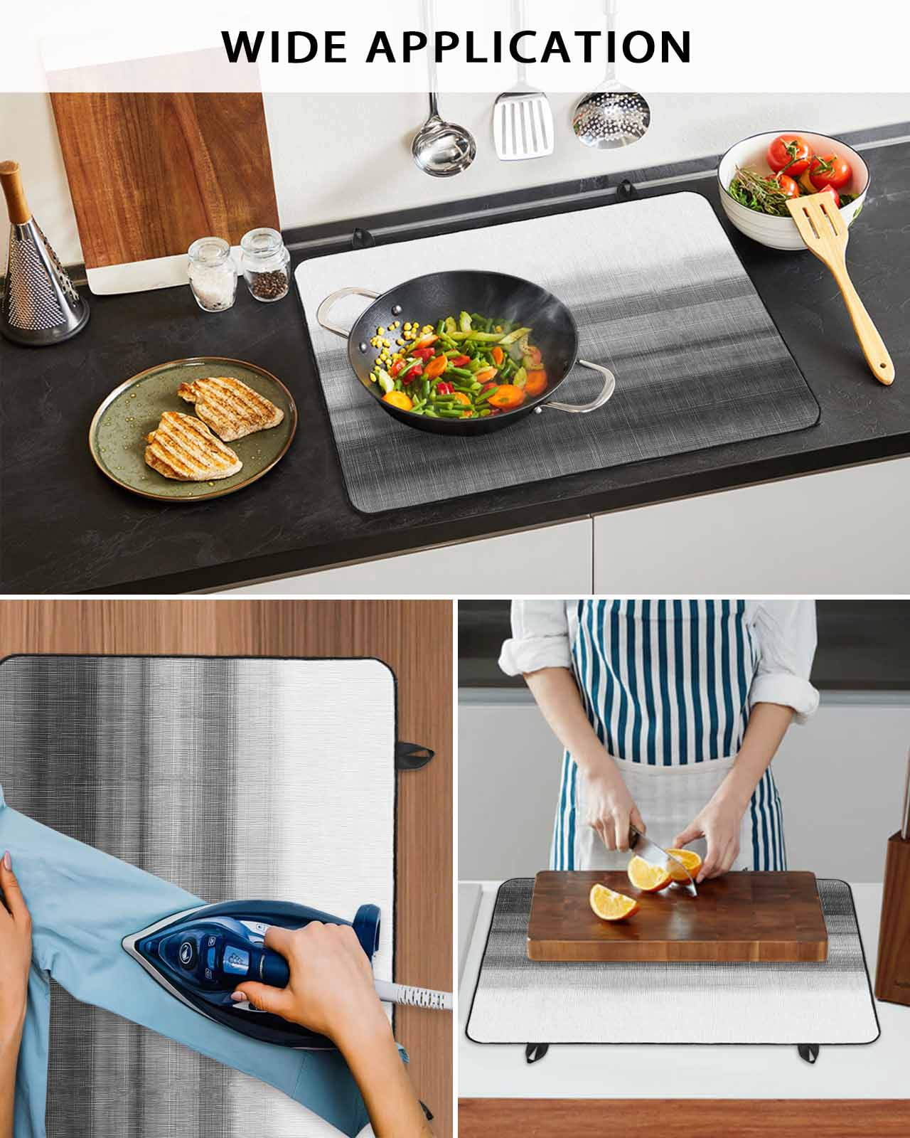 nqOlkjepod Large Induction Cooktop Protector Mat 36"x21", Black White Ombre Stove Top Covers for Electric Stove, Vintage Minimalism Abstract Stripes Stove Burner Cover Mats, Glass Top Stove Cover