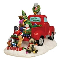 The Hamilton Collection Meowy Christmas Figurine by Blake Jensen Handcrafted Holiday Decor Features 8 Festive Cats on a Vintage Red Truck with Glitter & Metallic Accents 7.25-inches