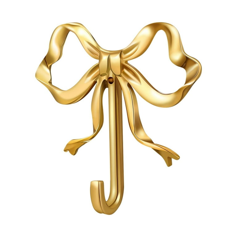 Gold Bow Knot Hooks Brass Bow Wall Hooks Door Hanger Towel Hooks Brass Coat Hooks Decorative Hooks for Bathroom Living Room Kitchen Decor Walmart