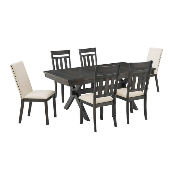 Crosley Furniture Hayden 7-piece Farmhouse Wood Dining Set in Slate/Cream