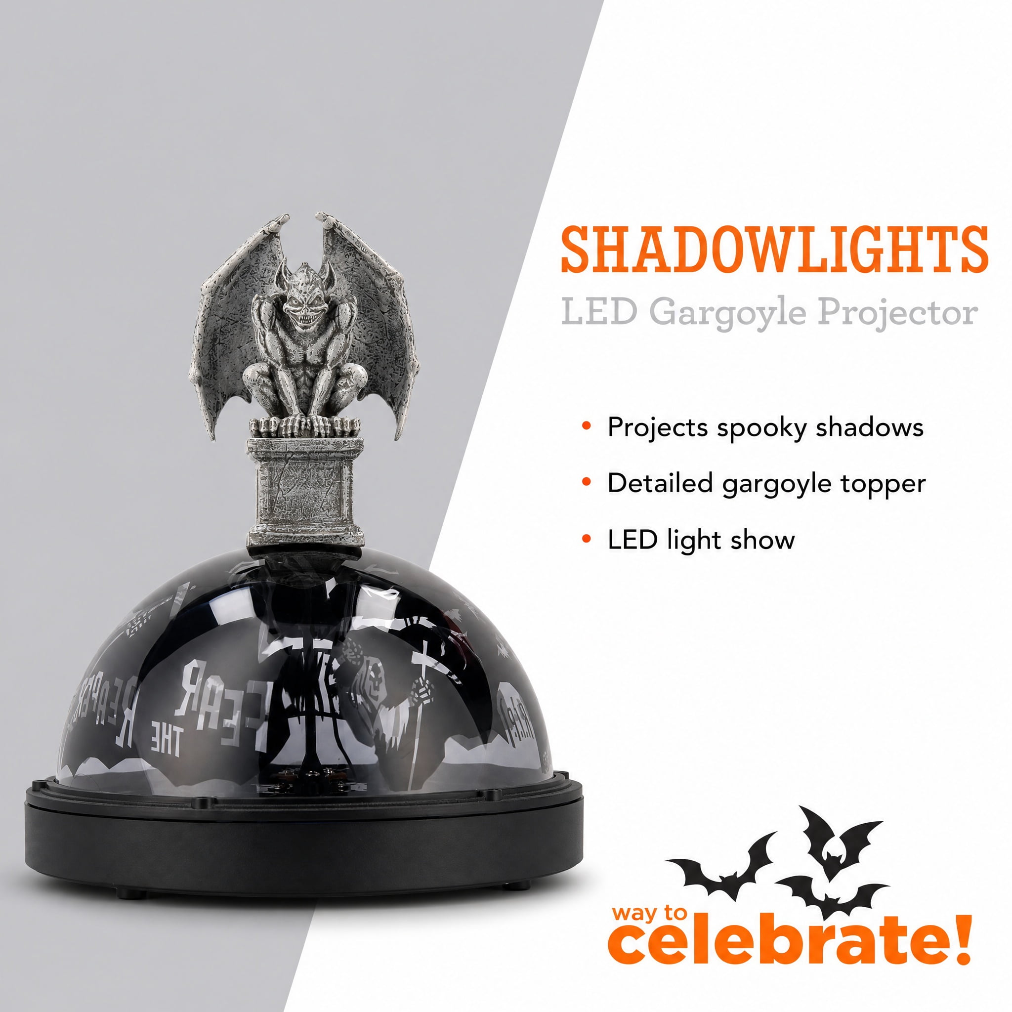 Halloween Light Show Projection Illuminations Shadow Lights with Topper Haunted Gargoyle (Red)