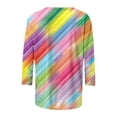 thumbnail image 5 of 3/4 Length Sleeve Graphic Tees Casual Round Neck Fitted Womens Tops Gradient(Multicolor,3XL), 5 of 5