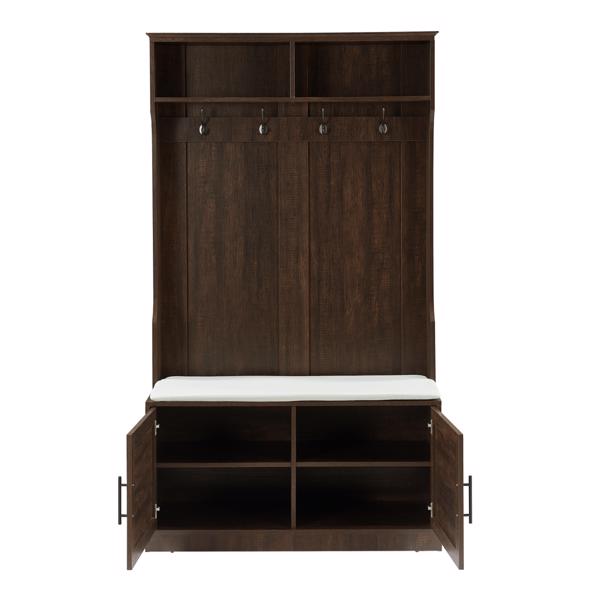 Wood Coat Rack, Storage Shoe Cabinet, with Clothes Hook, with Sponge Pad Product, Multiple Storage Racks, bedroom, porch wardrobe storage rack, Dark Colour