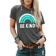 thumbnail image 1 of IRISGOD Be Kind Tank Tops Casual Manga Corta Arco Iris Inspirational Graphic Tees Tops Zhivalor HMYH046-5, 1 of 5