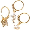 thumbnail image 2 of Mixtlocalior 3Pcs Dangle Nose Rings Stainless Steel Butterflies Nose Studs Rhinestones Nose Piercing Jewelry, 2 of 6
