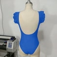 thumbnail image 5 of Brnmxoke One Piece Body Suits for Womens Deep V Neck Tummy Control Slimming Ruffled Beach Swimwear Swimsuit Blue,XL, 5 of 5