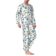 thumbnail image 2 of Susaid Rose Flowers Print Men's Long Sleeve Pajama Set, Two-Piece Button-Down Loungewear PJs Set, Comfortable Sleepwear for Relaxation-Medium, 2 of 7