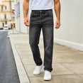 thumbnail image 5 of MXALUOB Men's Straight Leg Jeans Classic Regular Fit Button Closure Denim Pants Full Length Fashion Trousers with Pocket Outdoor Daily Wear, 5 of 6