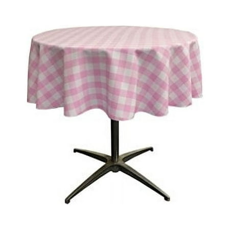 

LA Linen Poly Checkered Round Tablecloth 51-Inch Pink/White