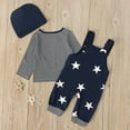thumbnail image 6 of VERUGU Toddler Boy Outfits Toddler Boy Star Print Pattern Long Sleeve Overalls Clothes Hat Three-Piece Sute, 6 of 8