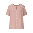 thumbnail image 4 of Summer Saving Clearance Womens Tshirts, Xunlbb Women's Casual Breasted Cardigan Shirt Short Sleeved(Pink,M), 4 of 7