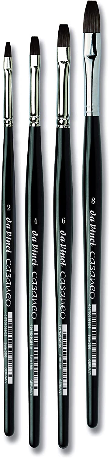 Da Vinci Casaneo Synthetic Squirrel Watercolor Brush - Flats, Set of 4, Short Handle