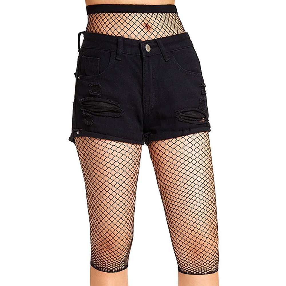 Womens High Waist Fishnet Mesh Half Legging Shorts Pants See Through Stockings Walmart