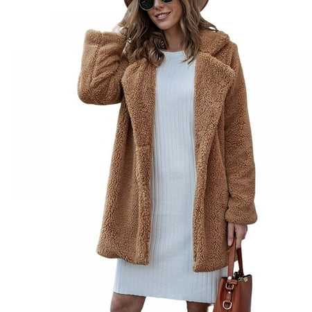 

Orchip Women Winter Teddy Bear Fleece Lapel Coat #10