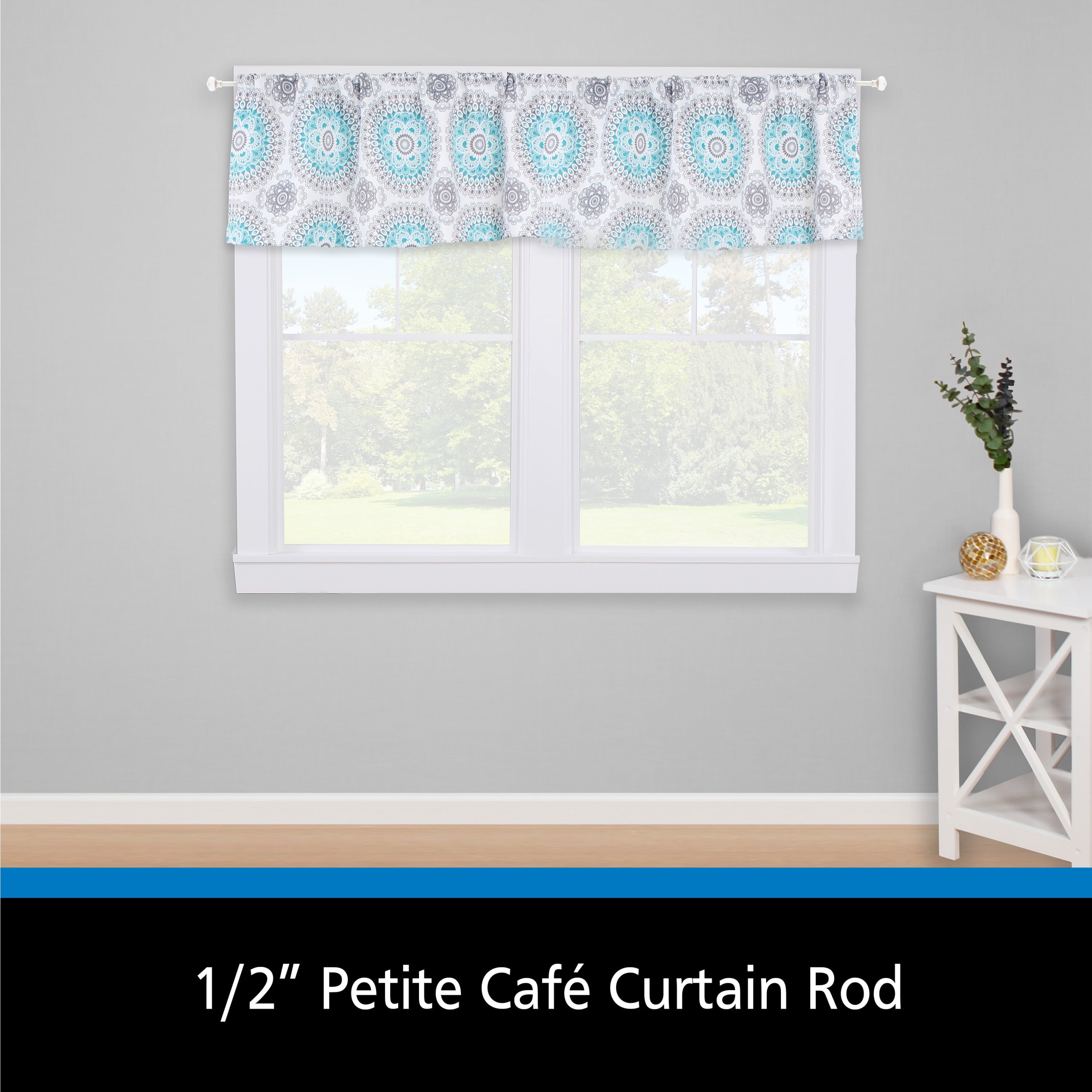 Mainstays Grayson 1/2 in Petite Café Adjustable Curtain Rod, 48-84 in, Brushed Nickel