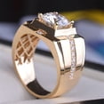thumbnail image 5 of Valentines Day Gifts for Him Rings for Men High Carbon Diamond High Men's Diamond Ring Imitation Moissanite Gold Plated Wedding Ring Clearance Birthday Gifts for Men, 5 of 9