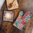 thumbnail image 5 of Pioneer Flower Floral Print Pattern Kitchen Oven Mitt and Pot Holder Sets 2 Pcs for Baking, Cooking and Grilling, Heat Resistant Up To 392 °F, 5 of 7