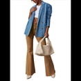 thumbnail image 2 of Chaqueta Vaquera con Bolsillo para Mujer, Estilo Vintage Y2K, con Solapa Holgada y Botonadura Sencilla, para Otoño e Invierno. Azul L, 2 of 9