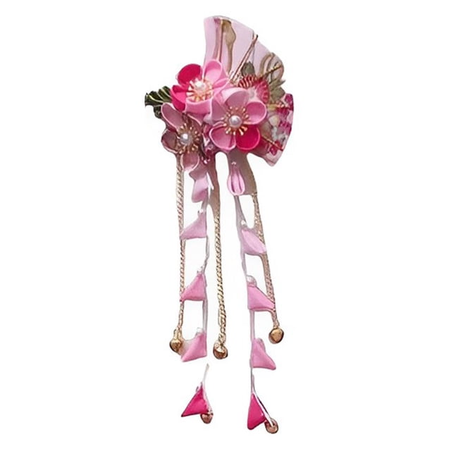 Qarigey Exquisita tocado de Color de flores para albornoces japoneses y amantes de Hanfu, accesorios para el cabello Hefeng, pinzas para el Accesorio para el cabello rosa