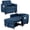 Linen Blue, variant on 3 in 1 Convertible Sleeper Sofa Pull Out Chair Bed with Usb Port Sleeping Couch Dark Gray