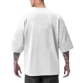 thumbnail image 4 of Men's Fitness V Neck T Shirt Solid Color Casual Loose Fit Comfortable Breathable Soft Short Sleeve Tee for Workout Gym Running Men's Oversized Tee Summer Tops Streetwear, 4 of 5