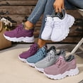 thumbnail image 2 of Winter Knitted Sneakers for Women Plush Lined Lace up Platform Walking Shoes Fashion Slip on Snow Booties Blue Size 5.5, 2 of 6