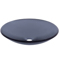 Novatto TIS-316G COETANEO Clear Slate Grey Low Profile Glass Vessel Bathroom Sink, 18 Inch Diameter