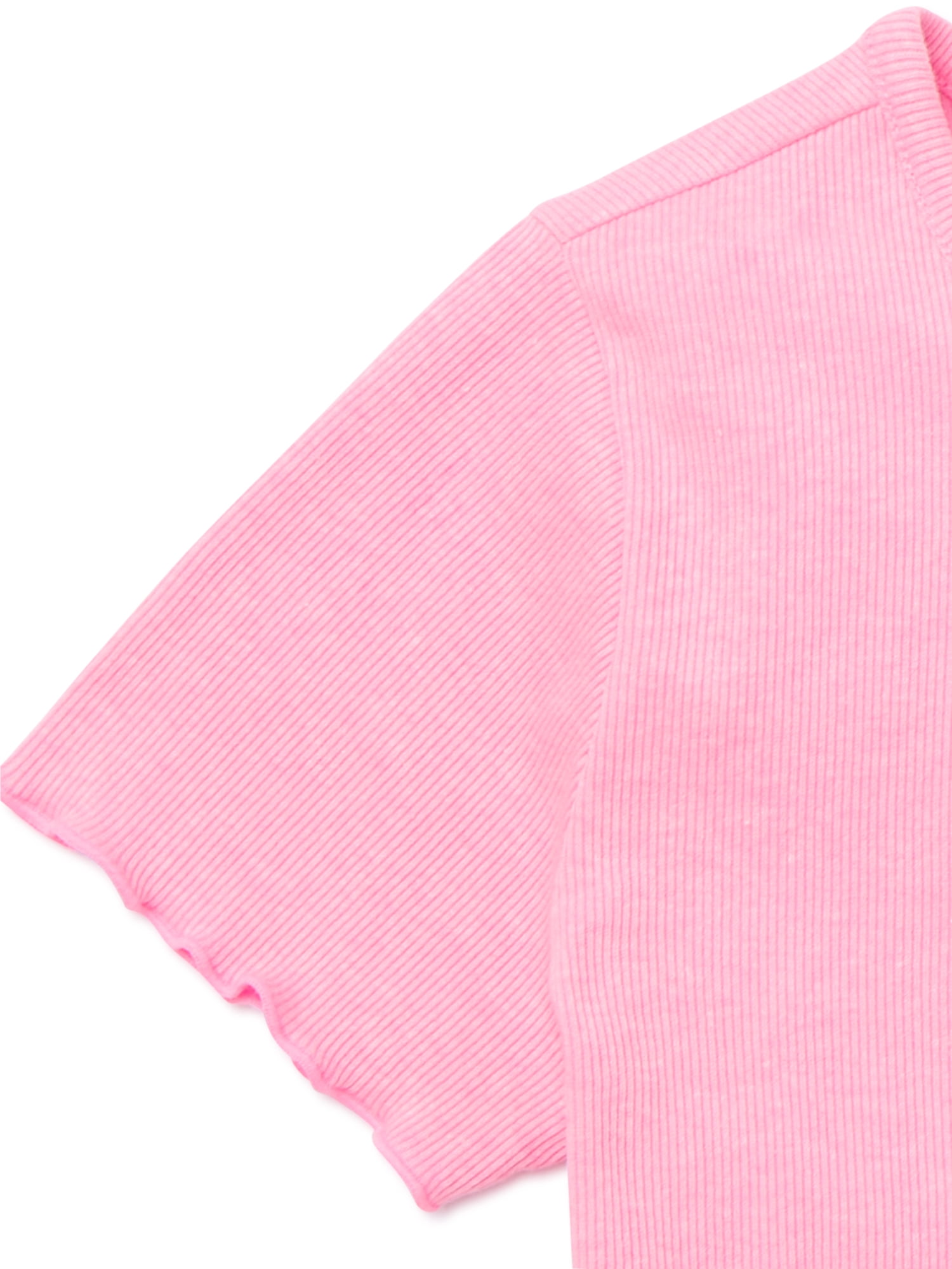 Wonder Nation Little Girls' & Big Girls' Knit Short Sleeve Rib T-Shirt