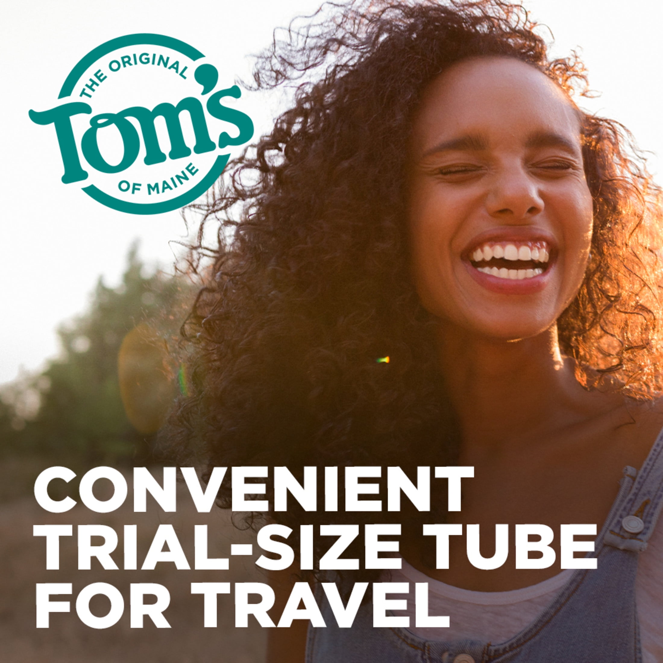 Toms of Maine Fluoride-Free Antiplaque & Whitening Natural Toothpaste, Peppermint, Travel Size, 1 oz.