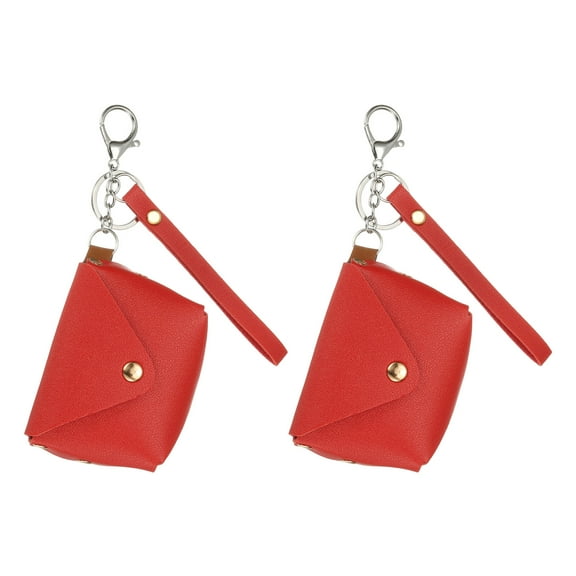 Uxcell Coin Purse Keychain, 2 Pack Mini Cute Tote Bag Key Chains Earphone Pouch, Red