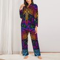 thumbnail image 3 of Kll Indian Mandalas Dragonfly Print Women'S Long Sleeve Pajamas With Pants Sleepwear Loungewear 2 Set-Small, 3 of 9