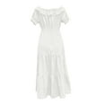 thumbnail image 4 of CIENVNSTG Formal Dresses for Women Fashion Short Sleeve Beach Long Dress Casual Loose Dress Up Clothes White S, 4 of 4