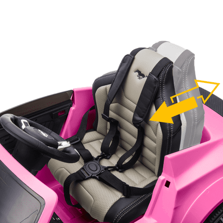 Ford Mustang Kids Ride On Car 24V w/ Remote Control, MP3, 3 Speeds, Rubber Tires, LED Lights - Pink