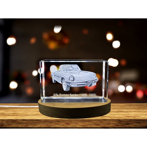 Italian Beauty: Alfa Romeo Spider (1966–1969) - 3D Engraved Crystal Tribute