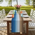 thumbnail image 3 of Blue Brown Short Table Runner 60 Inches Long,Gradient Wood Grain Farmhouse Country Cotton Linen Table Runners Dresser Scarves,Fabric Tabletop Scarf Furniture Cover for Home Dinner Party Decor 13"x60", 3 of 8