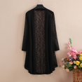 thumbnail image 6 of VISALY Women Open Front Cardigan 3/4 Sleeve Lightweight Mid Length Loose Fit Casual Shawl Cover Up Coat Solid Layering Outerwear Lightweight Open Front Cardigan Travel Beach Outfits Black Xxl, 6 of 8