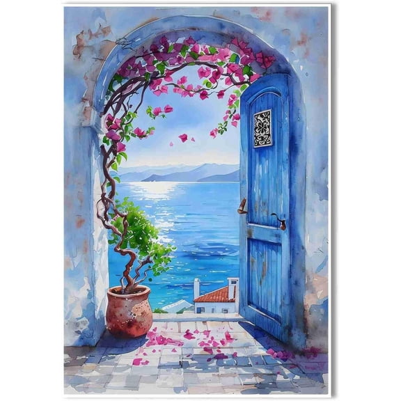 Hieng The third of a set of three Mexican Wall Art Colorful Mexican Doors Painting Canvas PRINT Traditional Hacienda Architecture Wall Decor