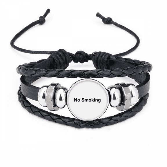 no smoking warning symbol bracelet braided leather woven wristband