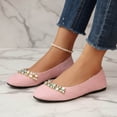thumbnail image 6 of KIJBLAE Women's Pearl Rhinestone Decor Closed Toe Flats, Solid Slip On Comfortable Daily Casual Flat Shoes Pink 42, 6 of 8