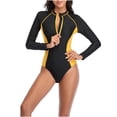 thumbnail image 1 of Pisexur Women's One Piece Long Sleeve Rash Guard UV Protection Printed Zipper Surfing Swimsuit Swimwear Bathing Suit, 1 of 5
