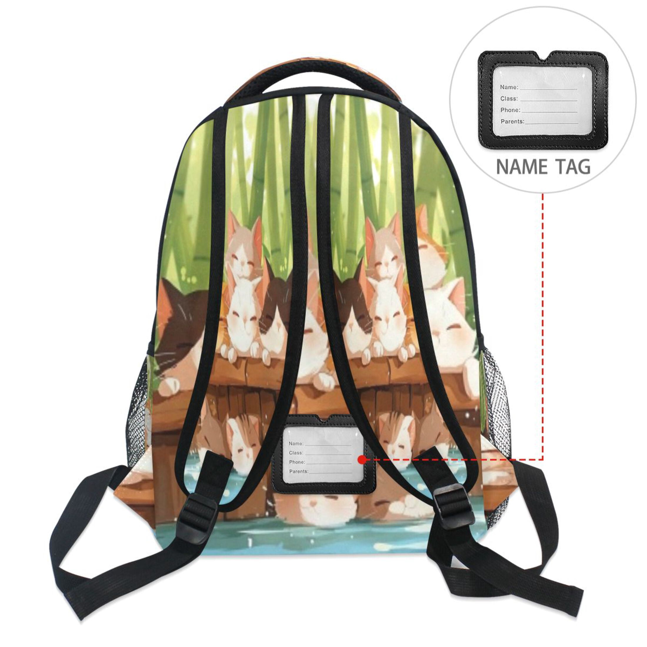 DIXRUYEE Backpack Schoolbag Sleepy Bamboo Cats Pile Pattern 15L/18L 2-SIZE