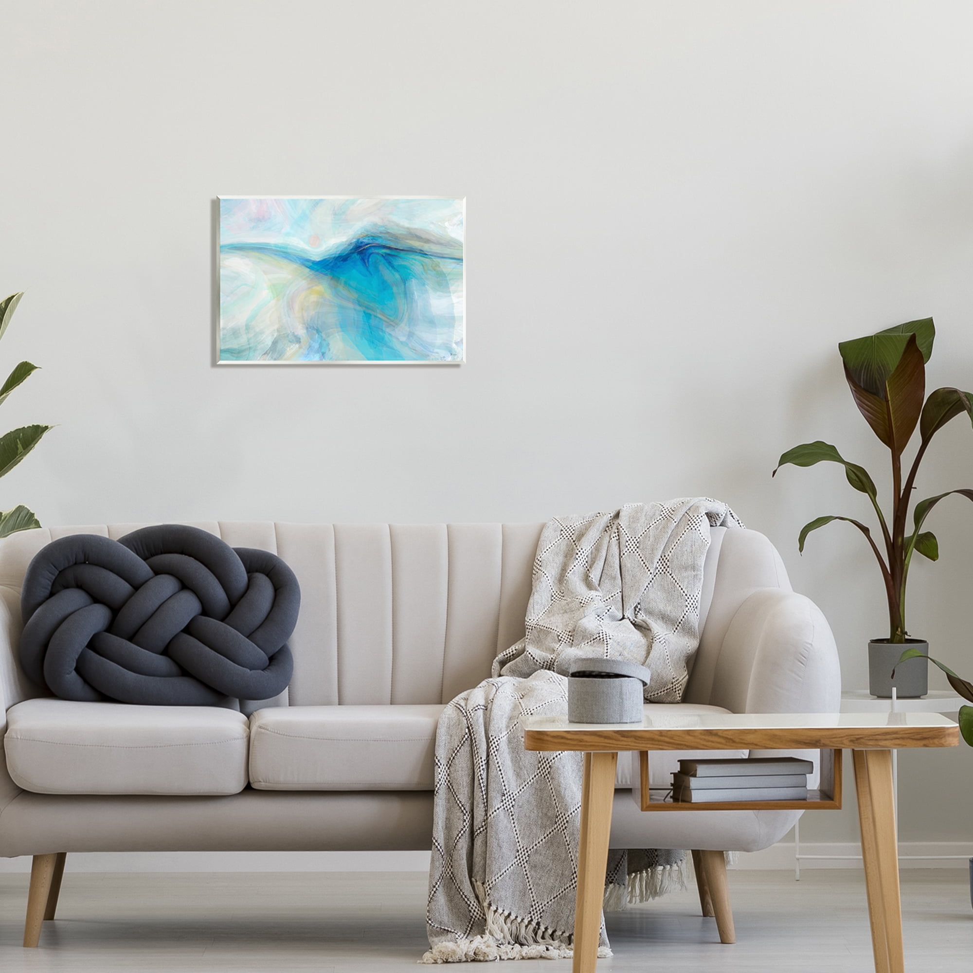Stupell Blue Fluid Pastel Abstract Swirl Abstract Painting Wall Plaque Unframed Art Print Wall Art