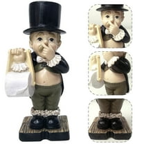 Walbest 5.9" Comical European Gentleman with tissue Butler Statue Stable Resin Handicraft Ornament, Funny Gentleman Butler Sculpture Decor for Home Office Toilet